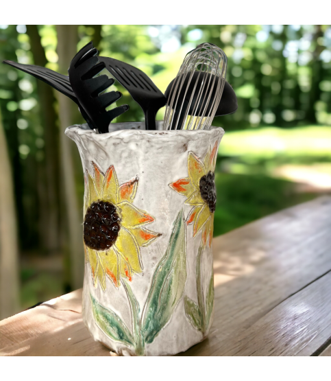 Utensil Holder - Sunflowers