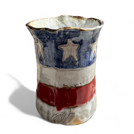 Vase 5.5" Tall X 7" Wide w/Flag