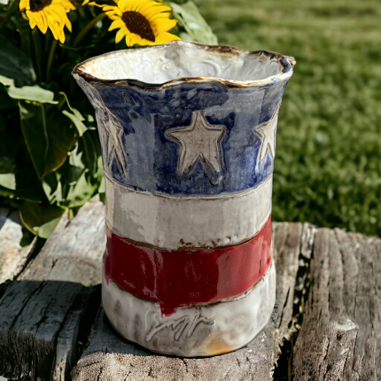 Vase 5.5" Tall X 7" Wide w/Flag