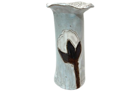Vase 7.5" Tall w/Cotton Blue Background
