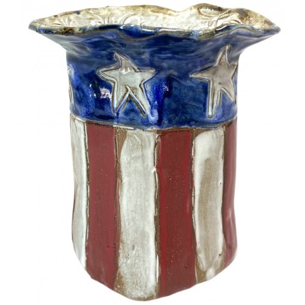 Vase 7" X 6" Flag
