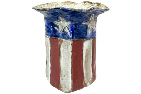 Vase 7" X 6" Flag