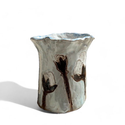 Vase 5.5" Tall X 7" Wide w/Cotton