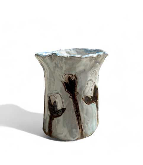 Vase 5.5" Tall X 7" Wide w/Cotton