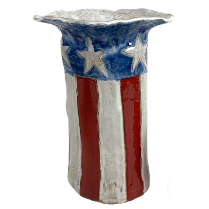 Vase 10" X 7" w/Flag
