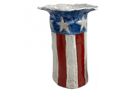 Vase 10" X 7" w/Flag