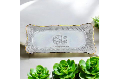 Bread Tray Monogrammed w/24K Gold Rim