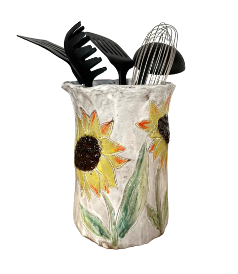 Utensil Holder - Sunflowers